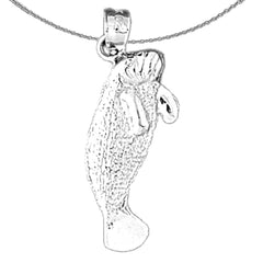 Sterling Silver Manitee Pendant (Rhodium or Yellow Gold-plated)