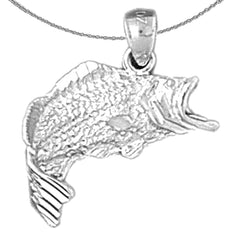 Sterling Silver Bass Pendant (Rhodium or Yellow Gold-plated)