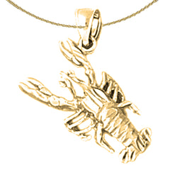 Sterling Silver Lobster Pendant (Rhodium or Yellow Gold-plated)