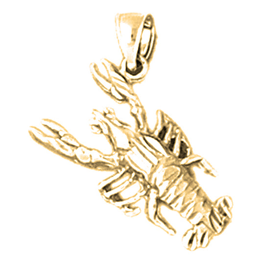 Yellow Gold-plated Silver Lobster Pendant