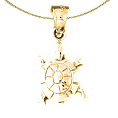 Sterling Silver Turtle Pendant (Rhodium or Yellow Gold-plated)