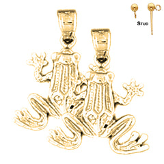 14K or 18K Gold 22mm Frog Earrings