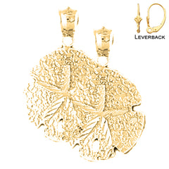 Sterling Silver 28mm Sand Dollar Earrings (White or Yellow Gold Plated)