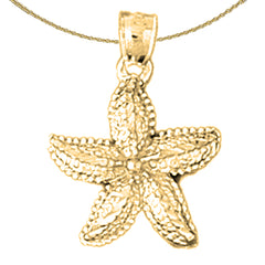 Sterling Silver Starfish Pendant (Rhodium or Yellow Gold-plated)