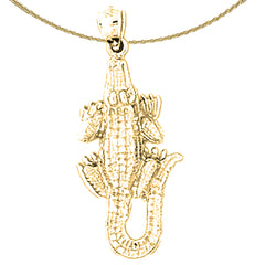 Sterling Silver Alligator Pendant (Rhodium or Yellow Gold-plated)