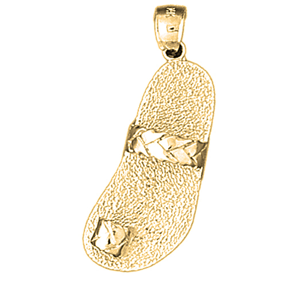 Yellow Gold-plated Silver 3D Slipper Pendant
