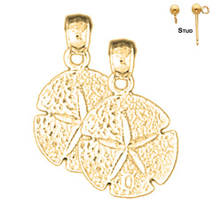 Sterling Silver 21mm Sand Dollar Earrings (White or Yellow Gold Plated)