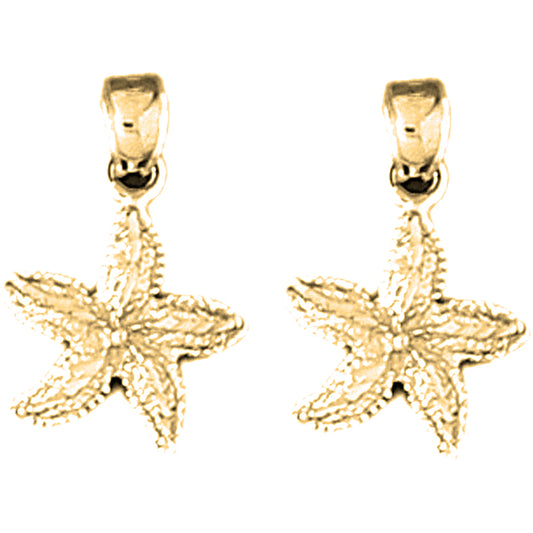 14K or 18K Gold 19mm Starfish Earrings