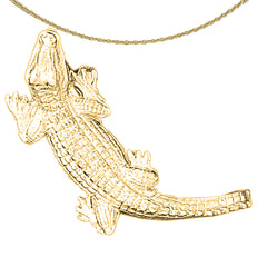 Sterling Silver Alligator Pendant (Rhodium or Yellow Gold-plated)