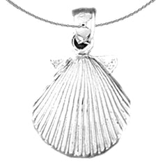 Sterling Silver Sea Shell Pendant (Rhodium or Yellow Gold-plated)