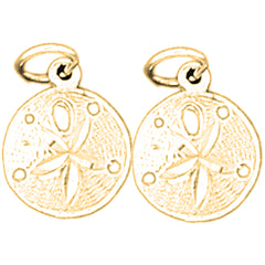 Yellow Gold-plated Silver 15mm Sand Dollar Earrings