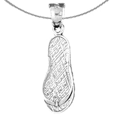 Sterling Silver 3D Flip Flop Pendant (Rhodium or Yellow Gold-plated)