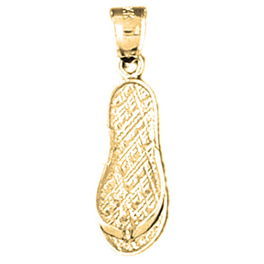 Yellow Gold-plated Silver 3D Flip Flop Pendant