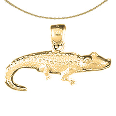 Sterling Silver Alligator Pendant (Rhodium or Yellow Gold-plated)