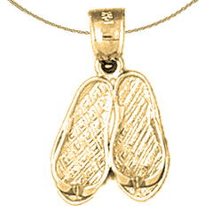 Sterling Silver 3D Flip Flop Pendant (Rhodium or Yellow Gold-plated)