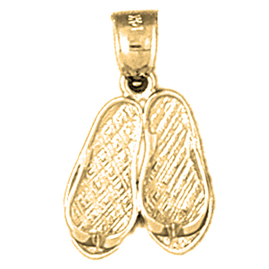 Yellow Gold-plated Silver 3D Flip Flop Pendant