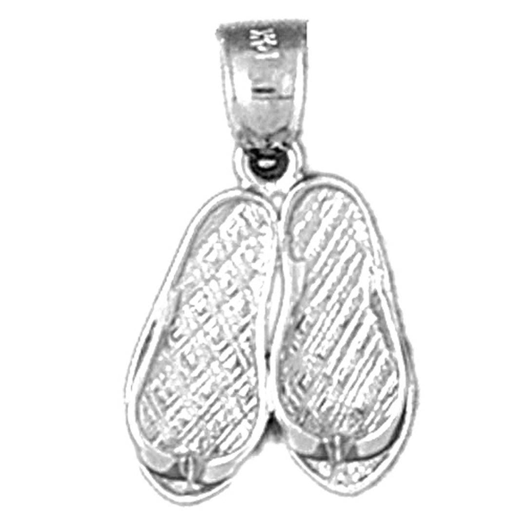 Sterling Silver 3D Flip Flop Pendant