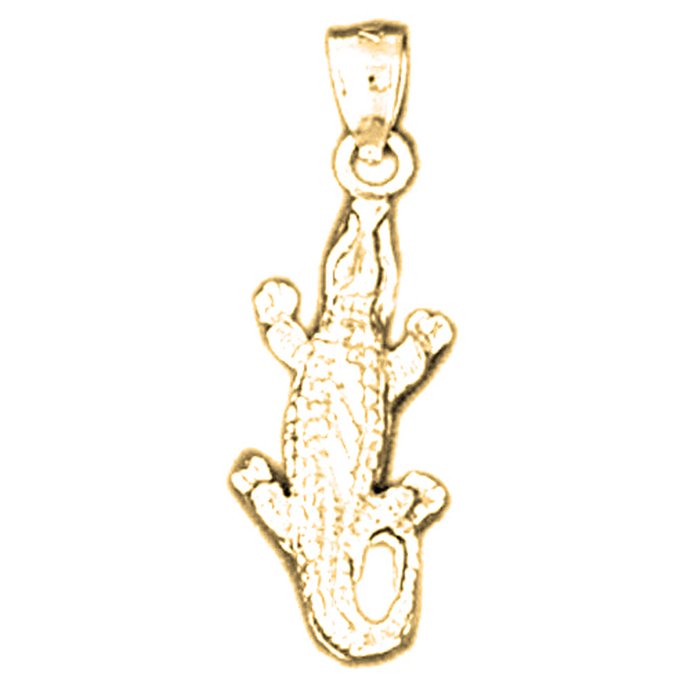 Yellow Gold-plated Silver Alligator Pendant