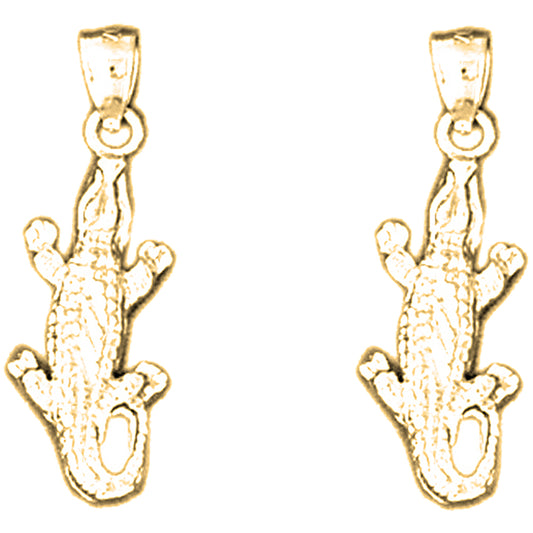 Yellow Gold-plated Silver 26mm Alligator Earrings