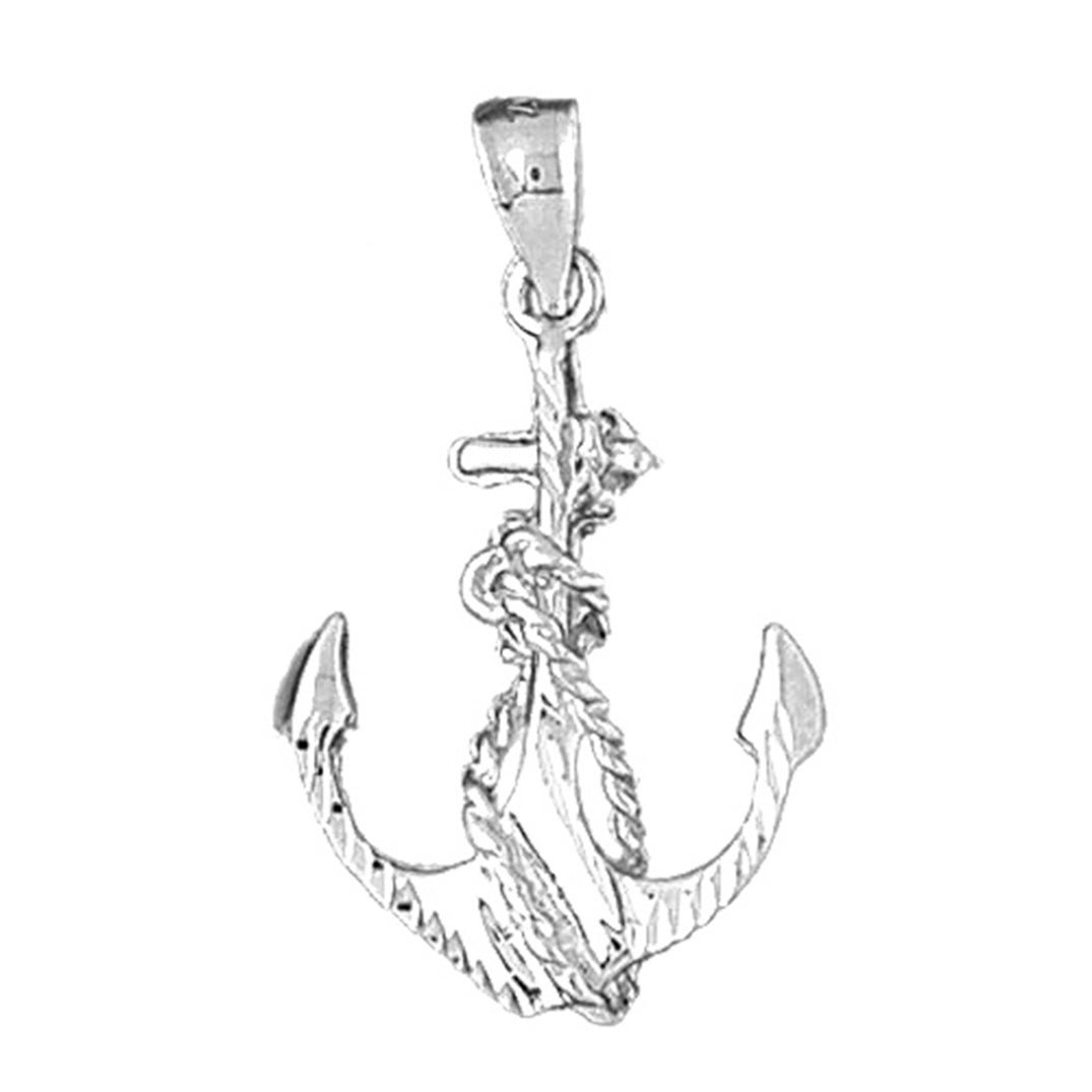 Sterling Silver Anchor With Rope Pendant