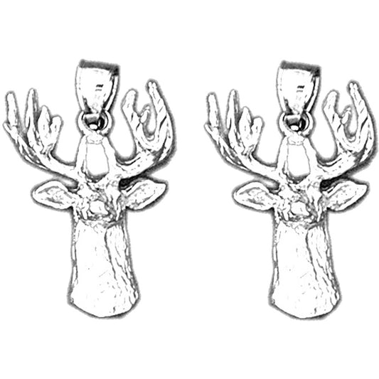 Sterling Silver 25mm Deer Earrings