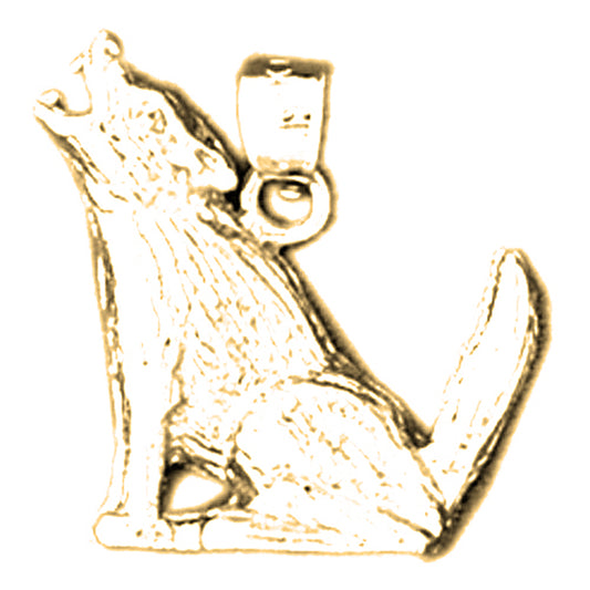 14K or 18K Gold Wolf Pendant
