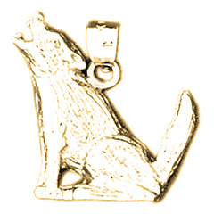 Yellow Gold-plated Silver Wolf Pendant