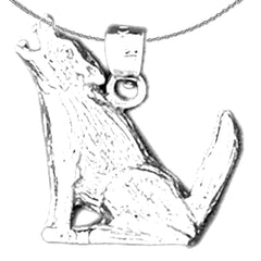 Sterling Silver Wolf Pendant (Rhodium or Yellow Gold-plated)