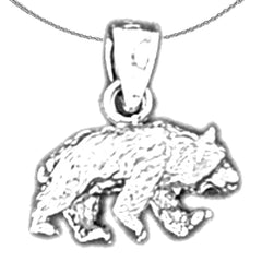 Sterling Silver Bear Pendant (Rhodium or Yellow Gold-plated)