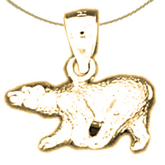 Sterling Silver 3D Bear Pendant (Rhodium or Yellow Gold-plated)