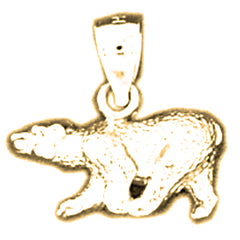Yellow Gold-plated Silver 3D Bear Pendant