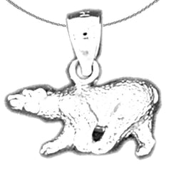 Sterling Silver 3D Bear Pendant (Rhodium or Yellow Gold-plated)