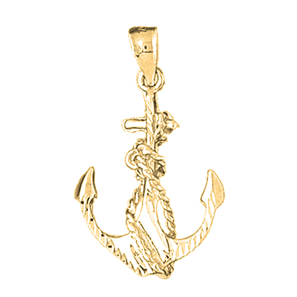 Yellow Gold-plated Silver Anchor With Rope Pendant