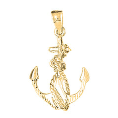 Yellow Gold-plated Silver Anchor With Rope Pendant