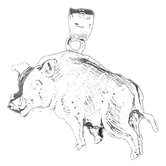 Sterling Silver Boar Pendant