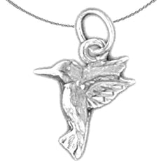 Sterling Silver Humming Bird Pendant (Rhodium or Yellow Gold-plated)