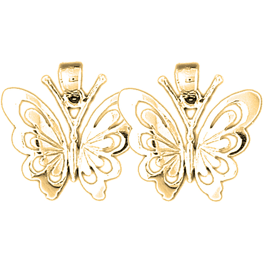 14K or 18K Gold 22mm Butterfly Earrings