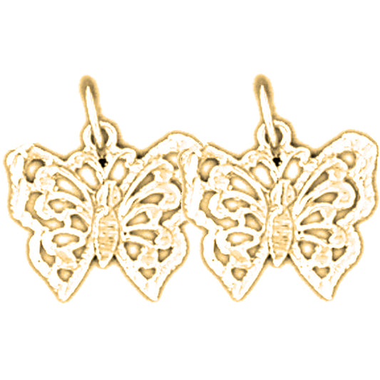 Yellow Gold-plated Silver 14mm Butterfly Earrings