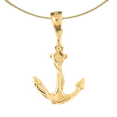 Sterling Silver Anchor With Rope Pendant (Rhodium or Yellow Gold-plated)
