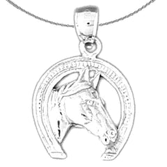 Sterling Silver Horse Head Pendant (Rhodium or Yellow Gold-plated)