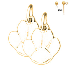 Sterling Silver 15mm Dog Print Earrings (White or Yellow Gold Plated)
