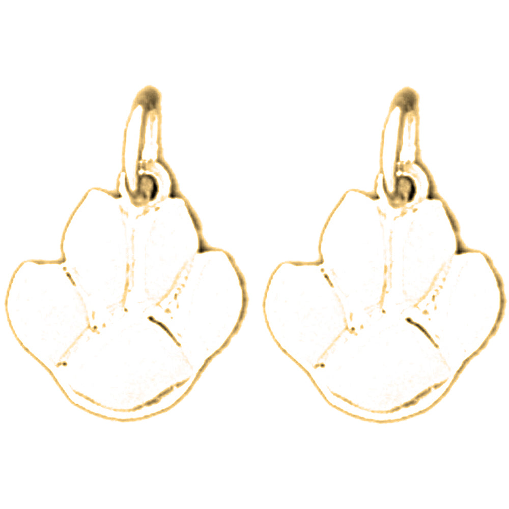 14K or 18K Gold 15mm Dog Print Earrings