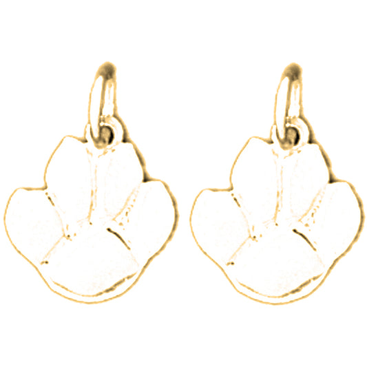 14K or 18K Gold 15mm Dog Print Earrings