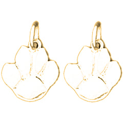 Yellow Gold-plated Silver 15mm Dog Print Earrings