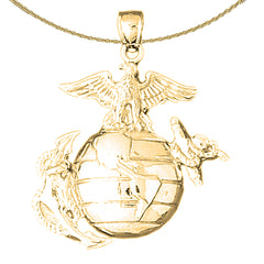 Sterling Silver Eagle On Planet Earth Pendant (Rhodium or Yellow Gold-plated)