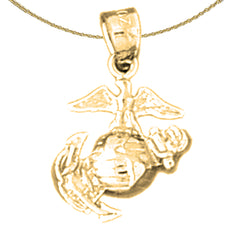 Sterling Silver Eagle On Planet Earth Pendant (Rhodium or Yellow Gold-plated)