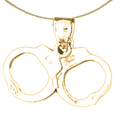 Sterling Silver Handcuff Pendant (Rhodium or Yellow Gold-plated)