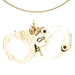 Handschellenanhänger aus Sterlingsilber (rhodiniert oder gelbgoldbeschichtet)