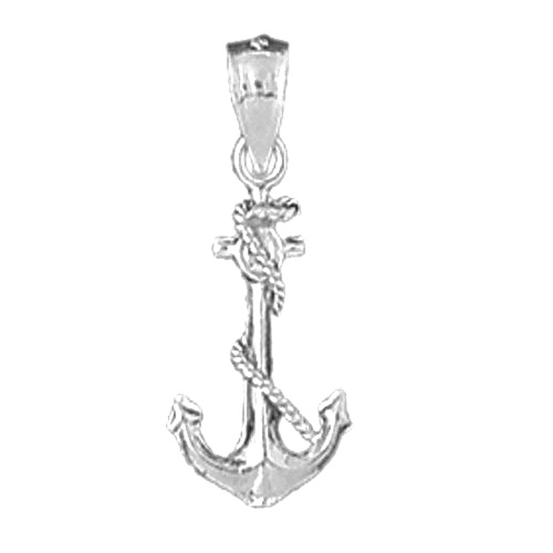 Sterling Silver Anchor With Rope Pendant