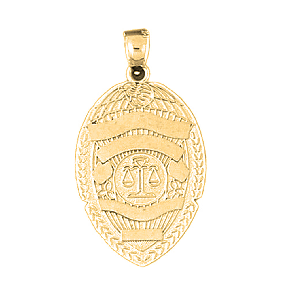 Yellow Gold-plated Silver Police Badge Pendant